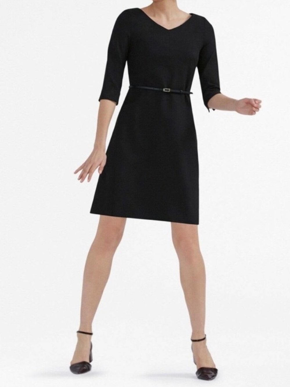 MM Lafleur Alexandra Black Belted Sheath Dress